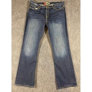 BKE Jeans Womens 34x31.5 Drew Bootcut Dark Wash Stretch Denim Western Faded